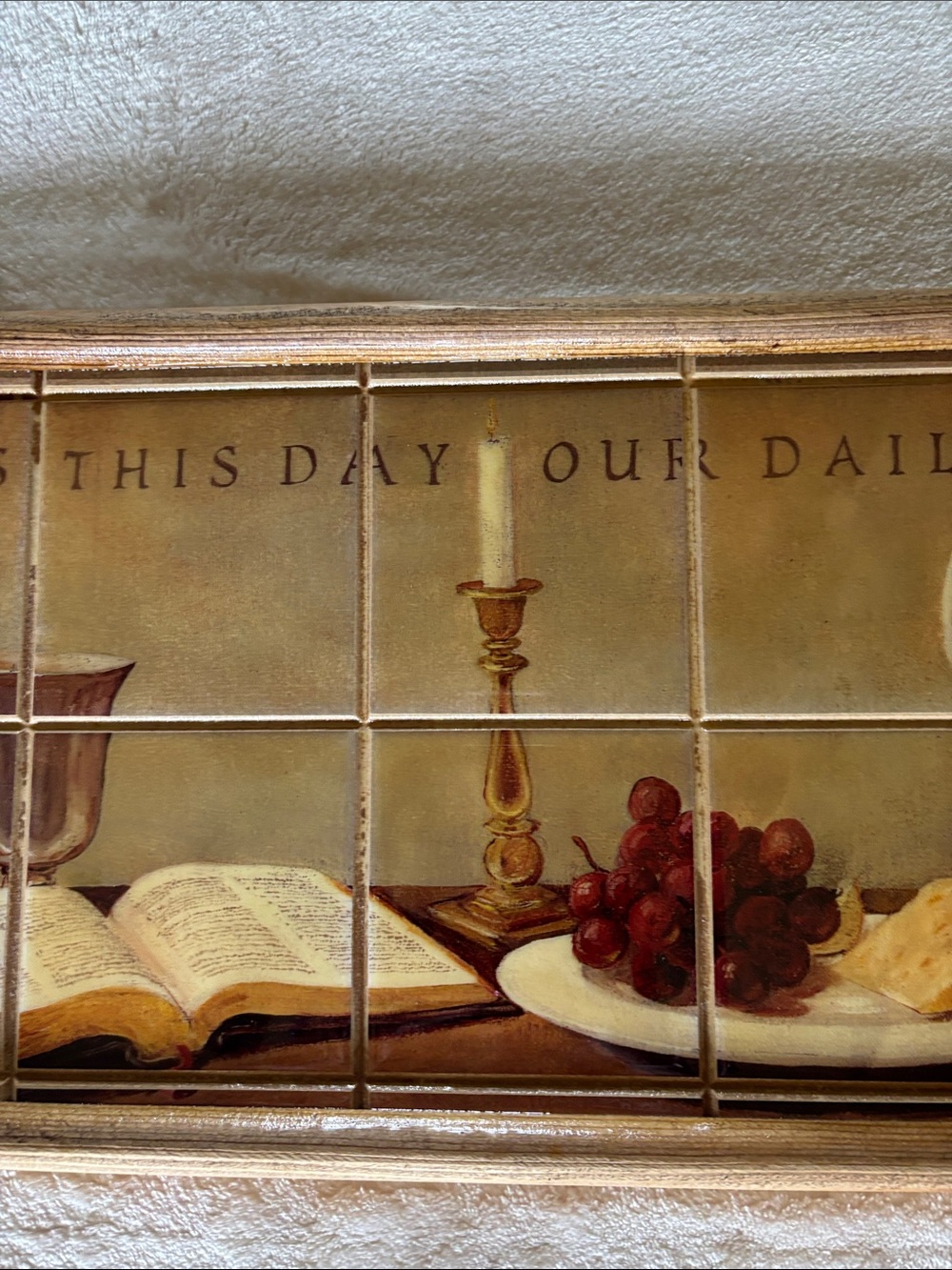 'Give Us This Day Our Daily Bread' Framed Tile Art - Neutral Tones - Picture 5 of 7